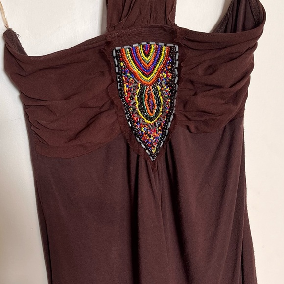 Brown Y2K Beaded Tube Top/ Halter - Picture 1 of 4